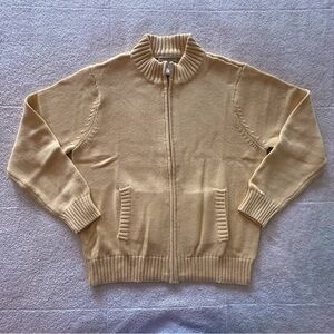 NEW Appleseed’s Soft Yellow 100% Cotton Zipper Cardigan Sweater L